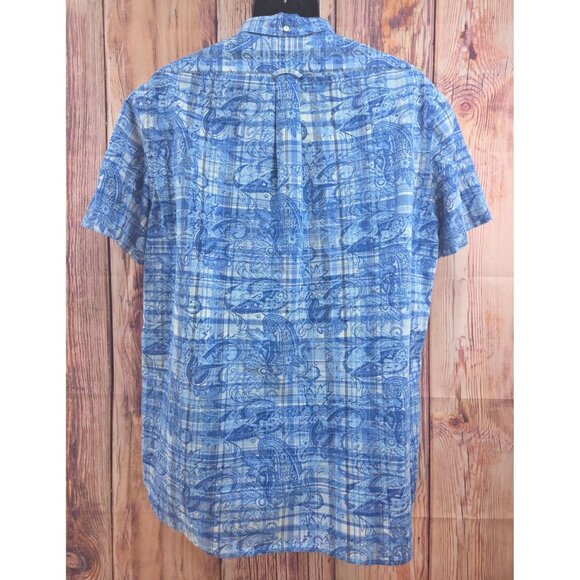 Ralph Lauren Mens Blue Paisley Plaid Button-Down Shirt XL - Picture 2 of 7